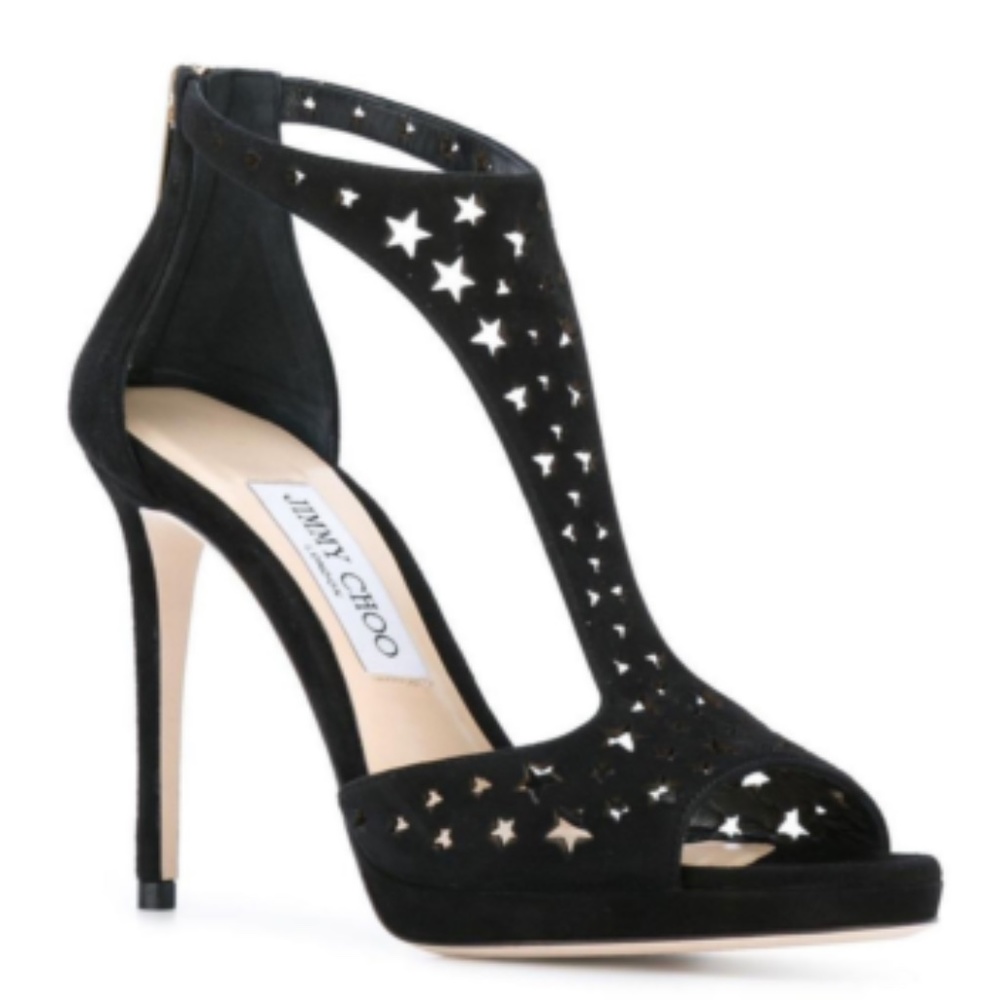 NEW w/ BOX JIMMY CHOO Lana 100 Black Suede Stars Stiletto Heel Pumps EU 36/ US 6